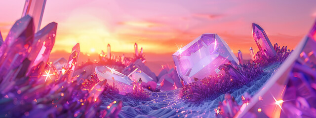 Crystal Sunset Fantasy Landscape