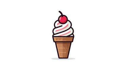 Cone ice cream icon using line style vector design  