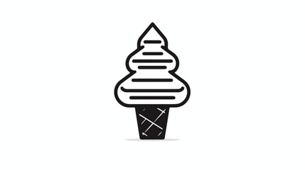 Cone ice cream icon using line style vector design  
