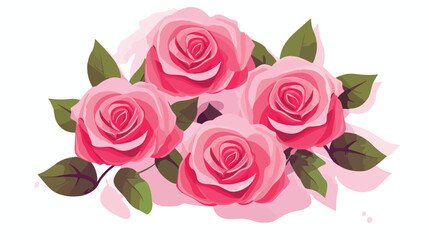Lokii34 Pink roses on the white background Flat vector 