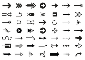 Arrows set of black icons. Arrow icon. Arrow vector collection. Arrow. Cursor. Modern simple arrows. Vector illustration.