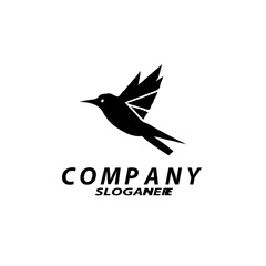  bird logo design. Dark silhouettes isolated on white background.
