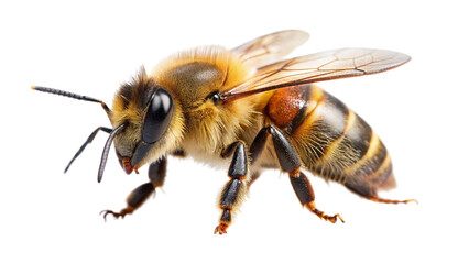 Bee isolated on transparent background. Apis mellifera. Honeybee.