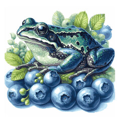 watercolor frog illustration, hand-painted frog, frog in art