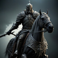 knight with horse, knight on horseback, knight on horse, statue of a warrior