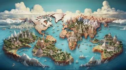 Fotobehang A Detailed Map of the World with Continents and Oceans   © zahidcreat0r