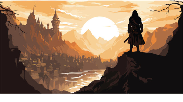 Lokii34 Silhouette of a man entering in an epic dwarf city 