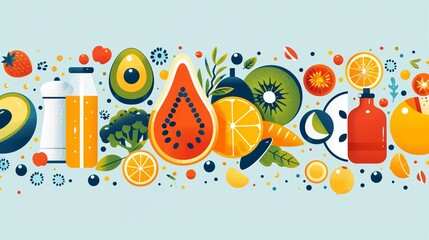 Naklejka premium Craft a dynamic design using an eye-level angle to illustrate the connection between nutrition and energy levels Utilize bold typography, 