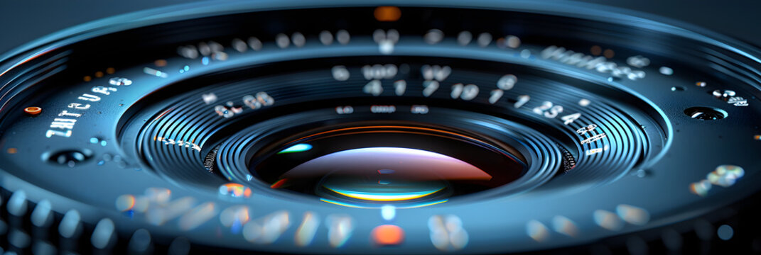 Camera Lens Close Up,
camera lens detail with reflection illustration