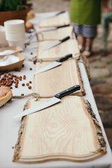 decorated table prepared for vegan eco outdoor gourmet cooking