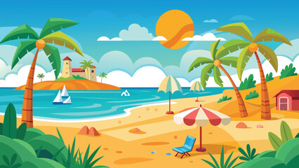 vector art style summer beach background sand en vector 29.eps