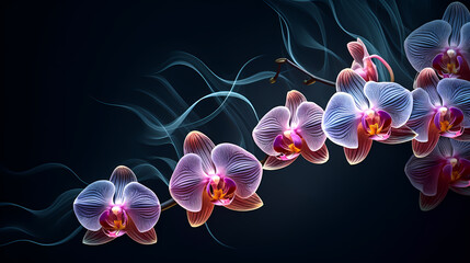 Obraz premium Orchid with solid color background and empty copy space