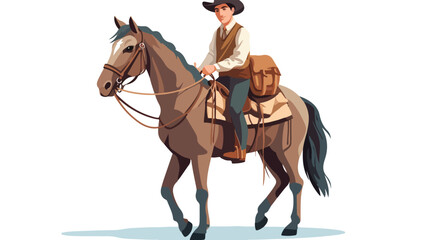 Lokii34 Young man carrying saddle Flat vector
