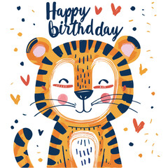 A birthday card illustrstion a cute little anthropomo