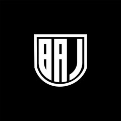 BAJ letter logo design with black background in illustrator, cube logo, vector logo, modern alphabet font overlap style. calligraphy designs for logo, Poster, Invitation, etc.