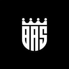 BAS letter logo design with black background in illustrator, cube logo, vector logo, modern alphabet font overlap style. calligraphy designs for logo, Poster, Invitation, etc.