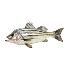 White striped bass fish isolated on transparent background