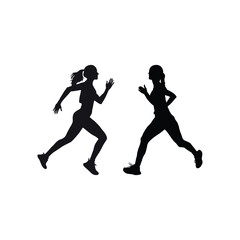 Fototapeta na wymiar Women run sports silhouette 