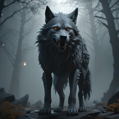 wolf in the night or wolf howling at night