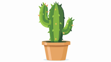 Cactus in Flower Pot flat vector isolated on white background