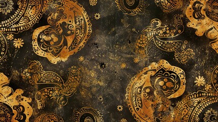 A batik-inspired background with paisley motifs and earthy tones, great for adding a bohemian and ethnic feel to designs
