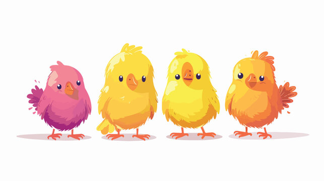 Chicks flat vector isolated on white background 