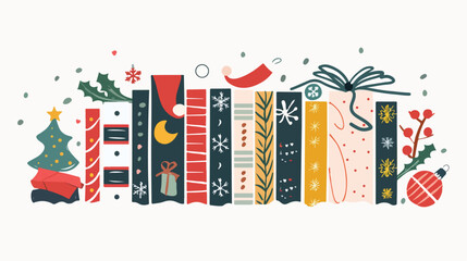 Christmas Books flat vector isolated on white background