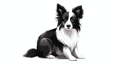 Black and white image. Lovely doggie. Vector