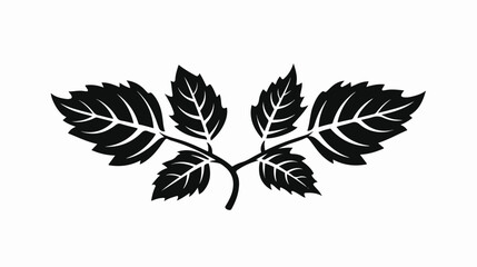 Black and white vector leaf silhouette flat vector
