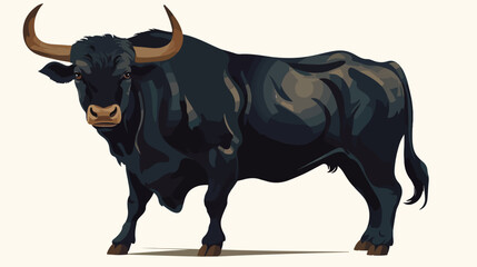 Black bull flat vector isolated on white background