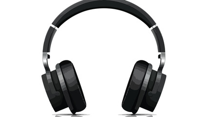 Black Headphones Isolated on White Background.