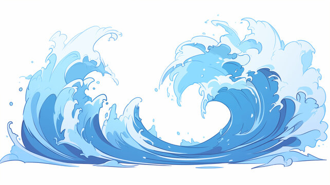 Hand drawn cartoon waves illustration
