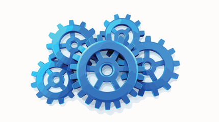 Blue gears mechanism concept rendered flat vector