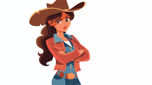 Cowgirl  flat vector isolated on white background