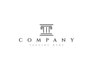 Abstract greek column in a minimalist style logo design