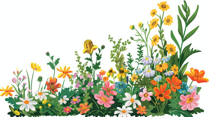 Obraz na płótnie Canvas Decorated Flower Garden Corner Clipar flat vector isolated
