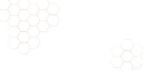 White pattern of hexagons Abstract background with hexagons. Modern simple style hexagonal graphic concept. Futuristic abstract honeycomb technology white background. 