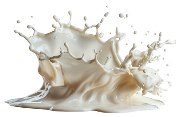  Elegant white milk splash  isolated on transparent background	