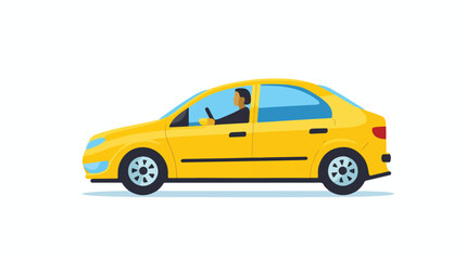 Car vehicle with driver isolated icon flat vector is