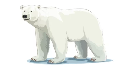 Foto op Canvas Cartoon happy polar bear flat vector isolated on white © Mishab