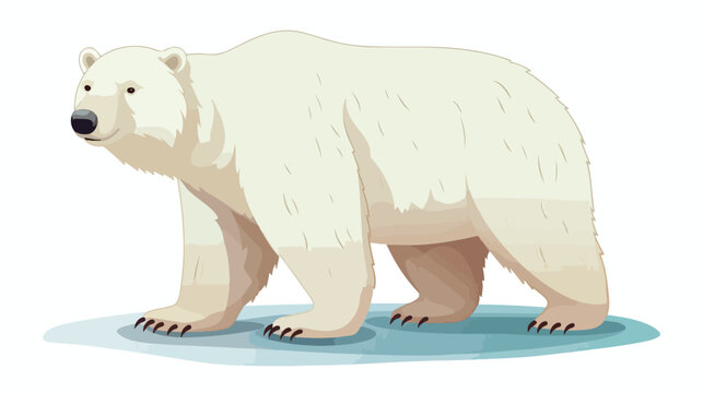 Cartoon happy polar bear flat vector isolated on white