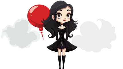 Cartoon vampire girl with thought bubble flat vector