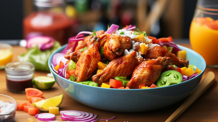 wings with sauce  high definition(hd) photographic creative image
