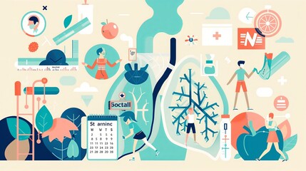 national doctors day and world health day poster with many corporate and health elements