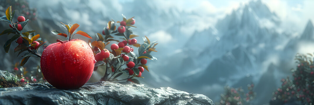  On Top of the World Red Apple Serenity,
Snow covered apple sitting on top of a pile of snow