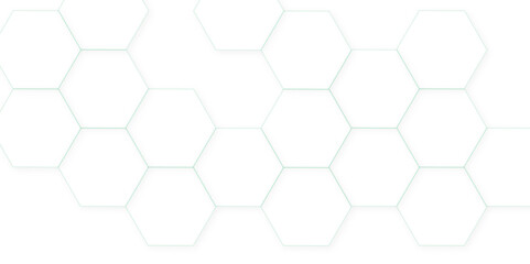 White pattern of hexagons Abstract background with hexagons. Modern simple style hexagonal graphic concept. Futuristic abstract honeycomb technology white background. 