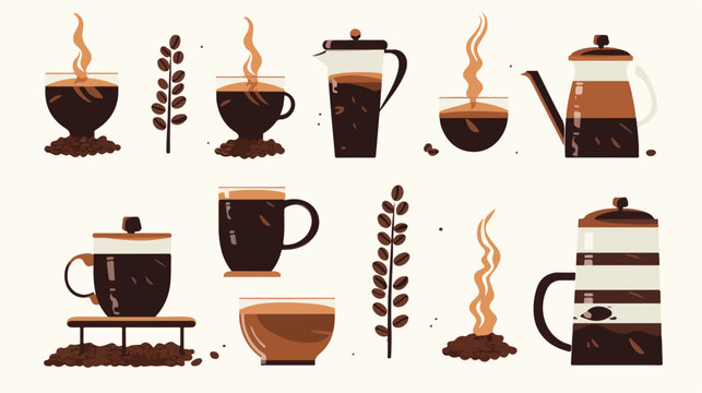 Coffee theme elements vectoreps flat vector isolated