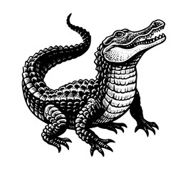 american alligator hand drawn vector illustration