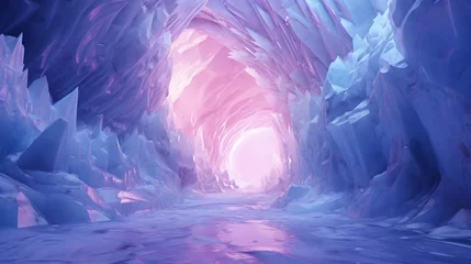Gordijnen Abstract fantasy glacial winter cold neon landscape. W © Jafger