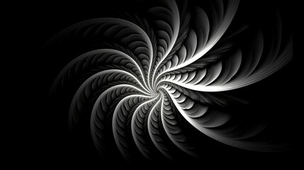 Abstract fractal monochrome rotating element on black